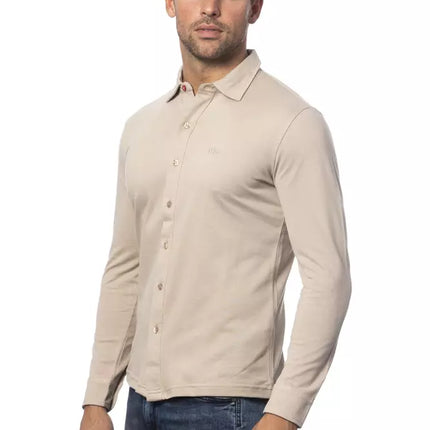 Elegante camisa de algodón de fit de fit beige beige