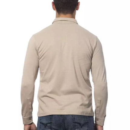 Elegante camisa de algodón de fit de fit beige beige