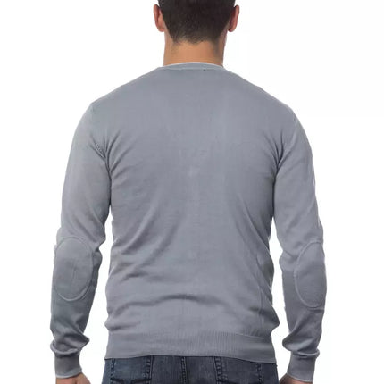 Elegante cárdigan de algodón gris para hombres