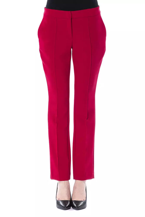 "Fuchsia Polyester Women Pant"