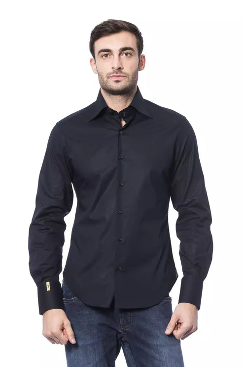 Elegant monogram blauw shirt voor mannen