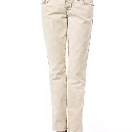 Beige Cotton Women Jeans