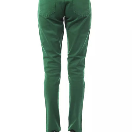 Green Cotton Women Slim Pant