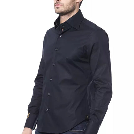 Elegant monogram blauw shirt voor mannen