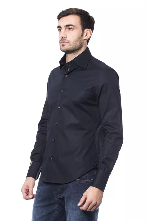 Elegant monogram blauw shirt voor mannen