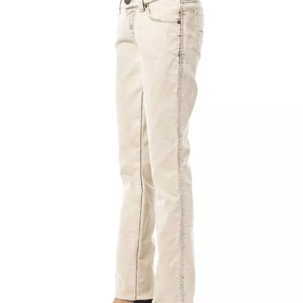 Beige Cotton Women Jeans