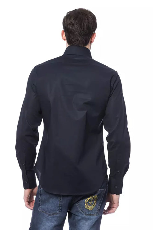 Elegant monogram blauw shirt voor mannen