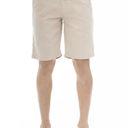 Beige Cotton Bermuda shorts met trekkoord sluiting