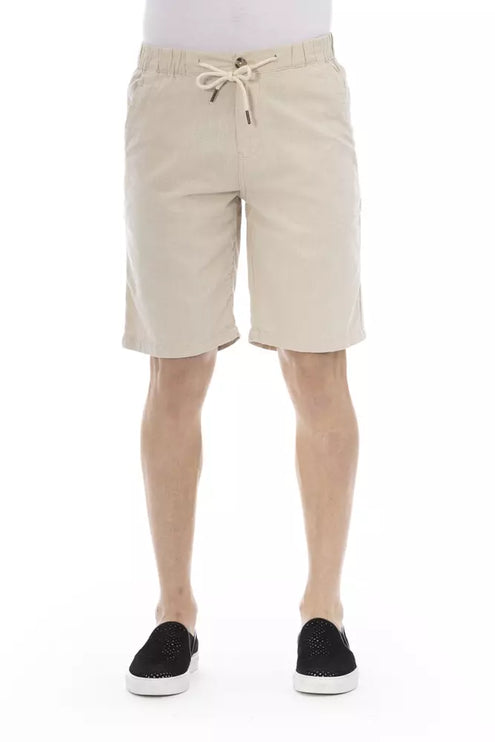 Beige Cotton Bermuda shorts met trekkoord sluiting