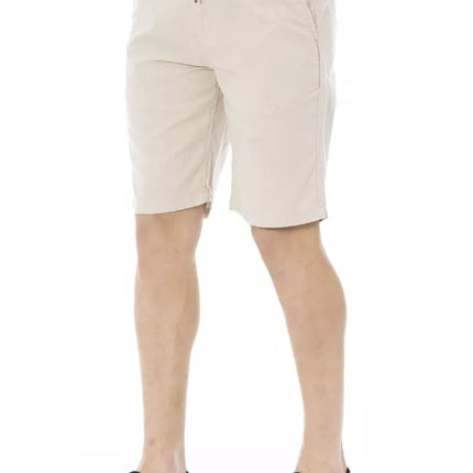 Beige Cotton Bermuda shorts met trekkoord sluiting