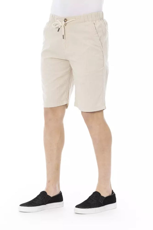 Beige Cotton Bermuda shorts met trekkoord sluiting