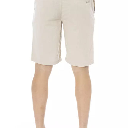 Beige Cotton Bermuda shorts met trekkoord sluiting