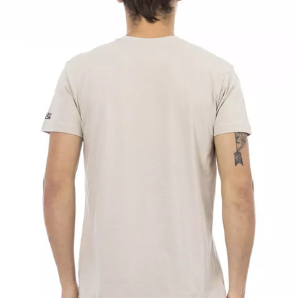 T-shirt en V Beige avec imprimé avant