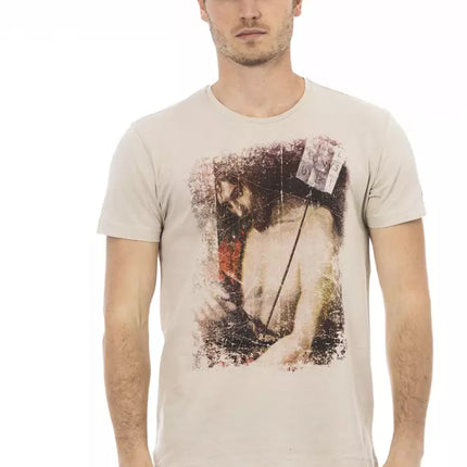 T-shirt de mélange de coton beige pour hommes