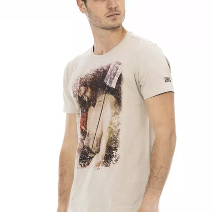 T-shirt de mélange de coton beige pour hommes