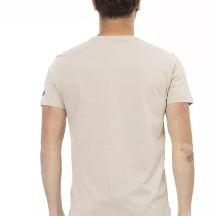 T-shirt de mélange de coton beige pour hommes