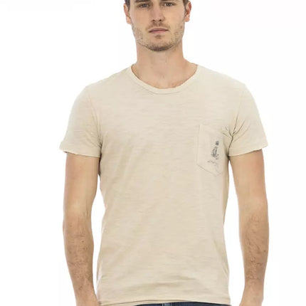 Tee de bolsillo de pecho beige - elegancia casual