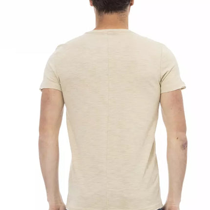 Tee de bolsillo de pecho beige - elegancia casual