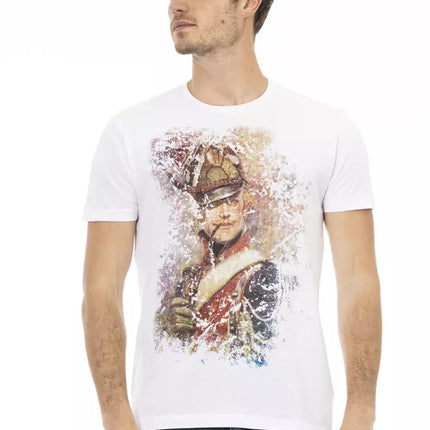 Elegante tee di miscela di cotone bianco con fronte grafica