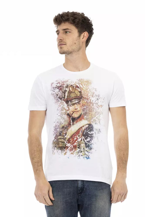 Elegante tee di miscela di cotone bianco con fronte grafica