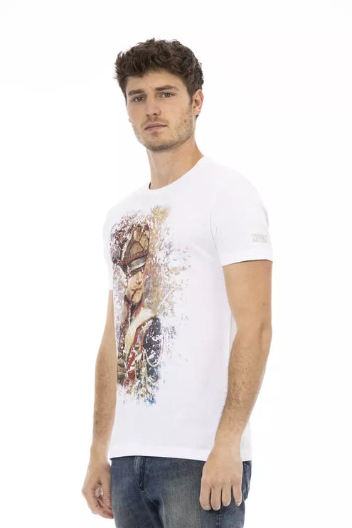 Elegante tee di miscela di cotone bianco con fronte grafica