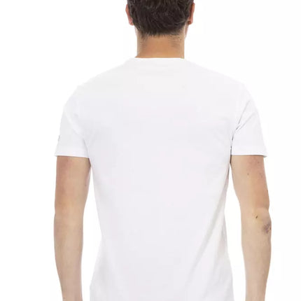 Elegante tee di miscela di cotone bianco con fronte grafica