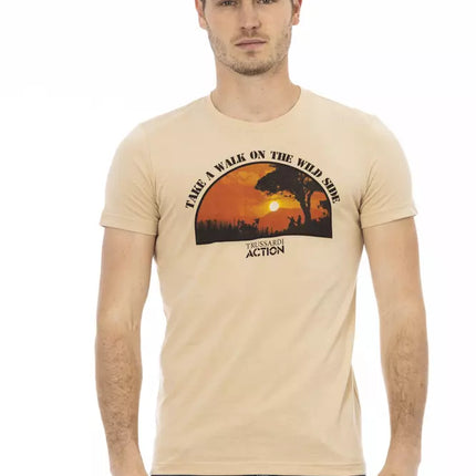 T-shirt à manches courtes beige avec imprimé élégant