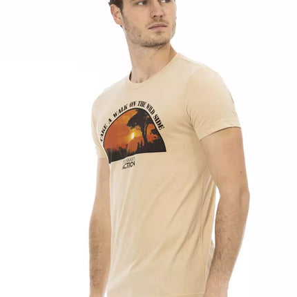 T-shirt à manches courtes beige avec imprimé élégant