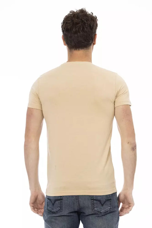 T-shirt à manches courtes beige avec imprimé élégant