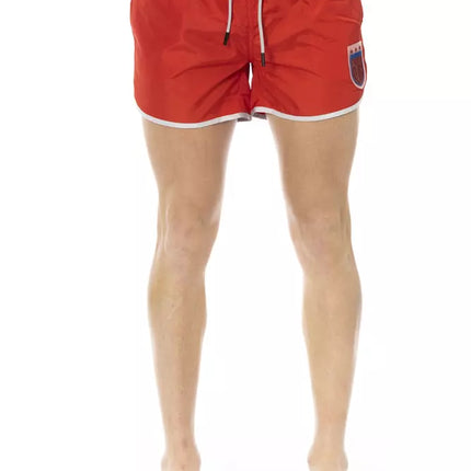 Short de natation rouge vibrant avec imprimé avant