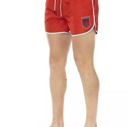 Short de natation rouge vibrant avec imprimé avant