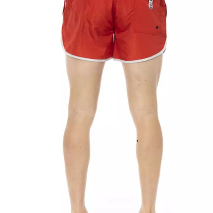 Short de natation rouge vibrant avec imprimé avant