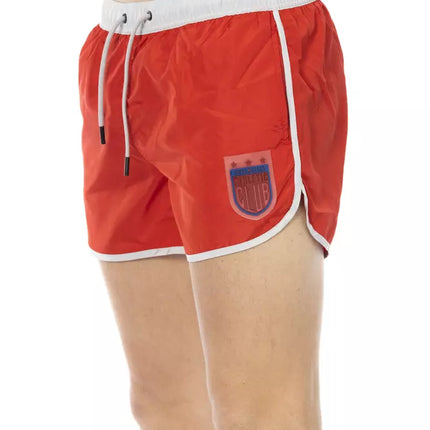 Short de natation rouge vibrant avec imprimé avant