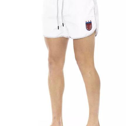 Short de natation blanche élégante avec imprimé avant unique