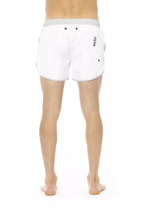 Short de natation blanche élégante avec imprimé avant unique