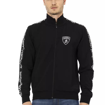 Black Polyester Men Sweatshirt