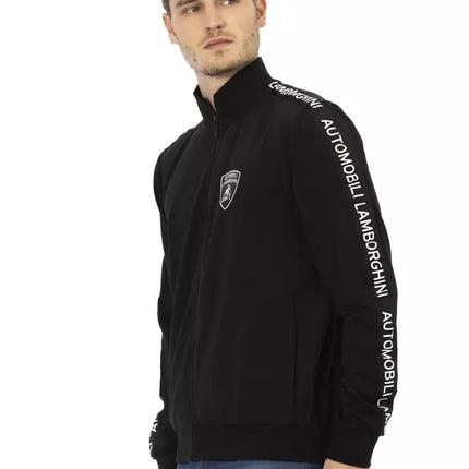 Black Polyester Men Sweatshirt