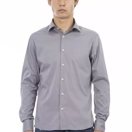 Chic Gray Slim Fit Designer Shirt