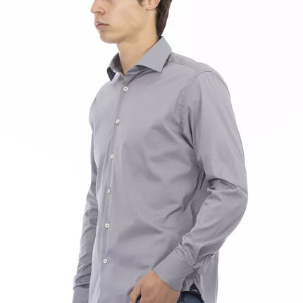 Chic Gray Slim Fit Designer Shirt