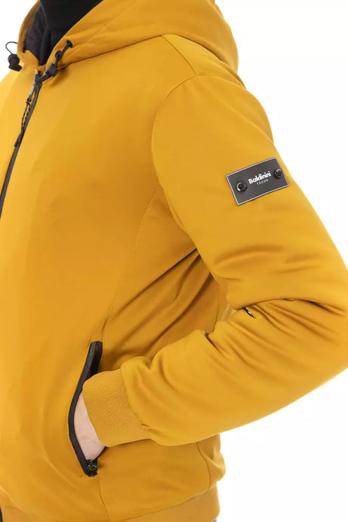 Veste à capuche courte jaune élégante