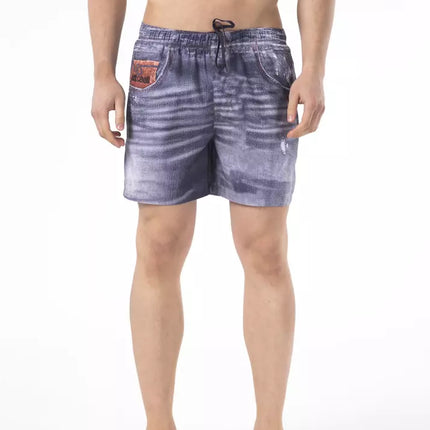 Shorts de plage imprimés en bleu chic