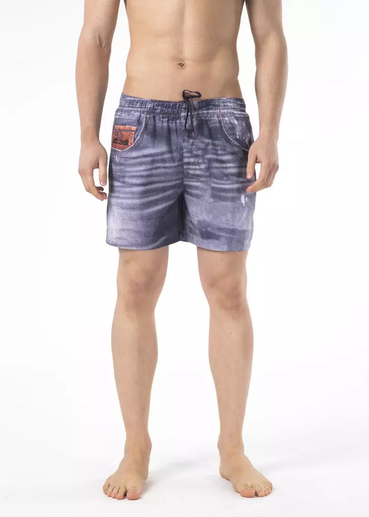 Shorts de plage imprimés en bleu chic