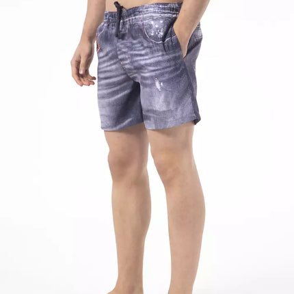 Shorts de plage imprimés en bleu chic