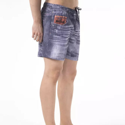 Shorts de plage imprimés en bleu chic