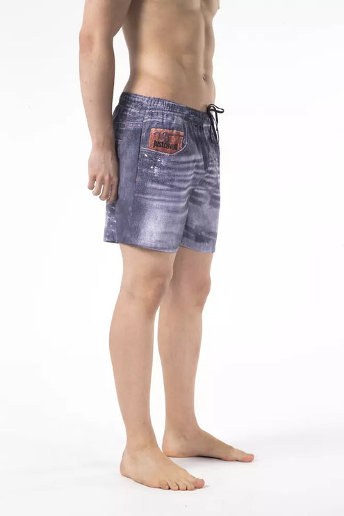 Shorts de plage imprimés en bleu chic