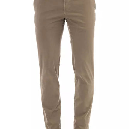 Elegantes pantalones de mezcla de algodón beige