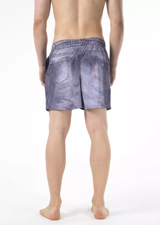 Shorts de plage imprimés en bleu chic