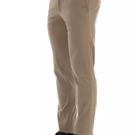 Elegantes pantalones de mezcla de algodón beige