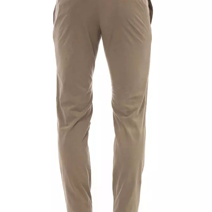 Elegantes pantalones de mezcla de algodón beige