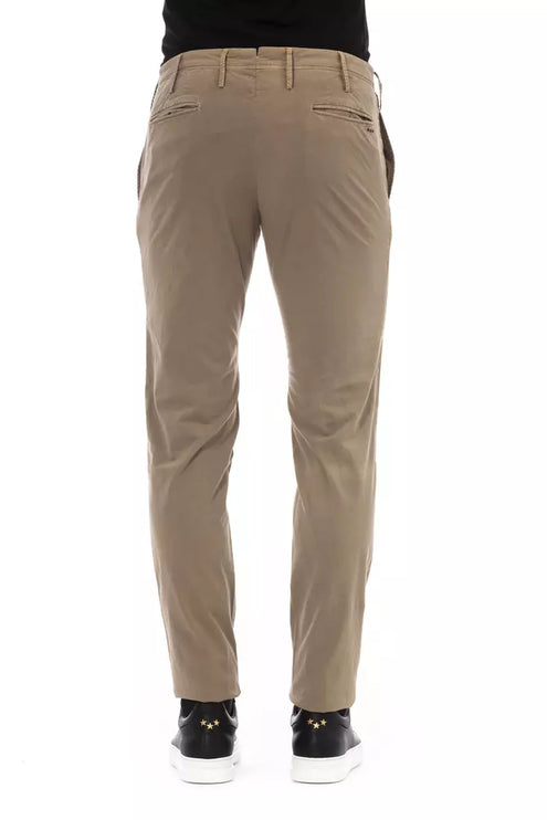 Pantalon de mélange de coton beige élégant